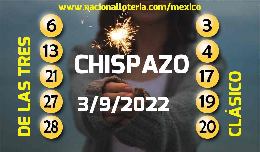 Números ganadores del Chispazo del Sábado 3 de Septiembre de 2022 Resultados del Chispazo del Sábado 3 de Septiembre de 2022