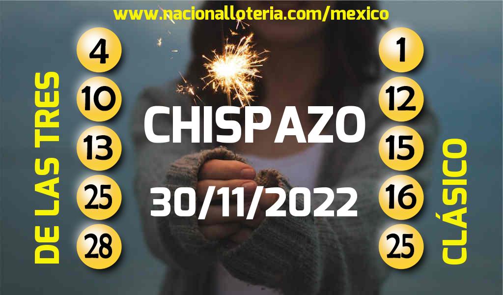Números ganadores del Chispazo del Miércoles 30 de Noviembre de 2022 Resultados del Chispazo del Miércoles 30 de Noviembre de 2022