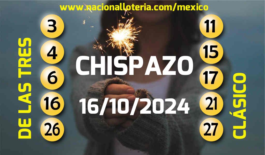 Números ganadores del Chispazo del Miércoles 16 de Octubre de 2024 Resultados del Chispazo del Miércoles 16 de Octubre de 2024