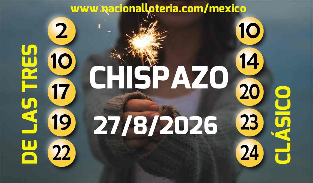 Números ganadores del Chispazo del Jueves 27 de Agosto de 2026 Resultados del Chispazo del Jueves 27 de Agosto de 2026