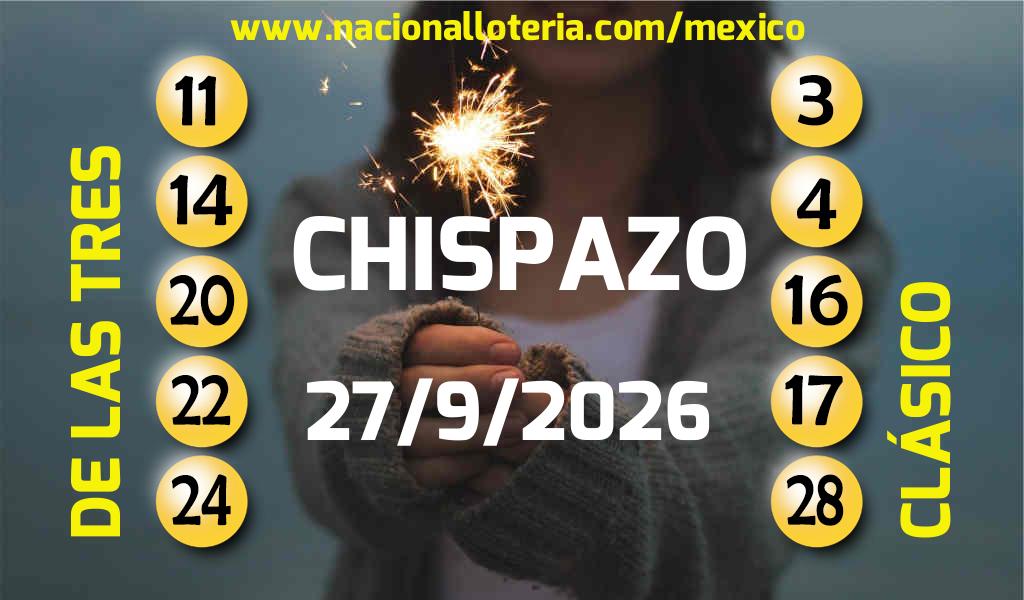 Números ganadores del Chispazo del Domingo 27 de Septiembre de 2026 Resultados del Chispazo del Domingo 27 de Septiembre de 2026