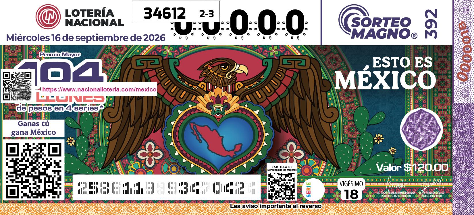 Cachito premiado en la Lotería Nacional del Miércoles 16 de Septiembre de 2026 Premio Mayor de la Lotería del Miércoles 16 de Septiembre de 2026