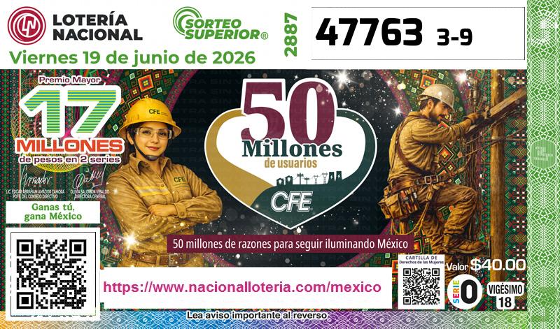 Premio Mayor de la Lotería del Viernes 19 de Junio de 2026