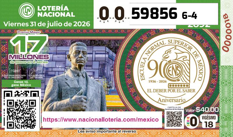 Premio Mayor de la Lotería del Viernes 31 de Julio de 2026