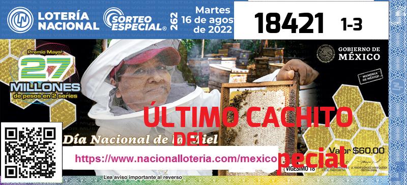 Cachito del último Sorteo Especial premiado en la Lotería Nacional del Martes 16 de Agosto de 2022 Último Sorteo Especial de la Lotería del Martes 16 de Agosto de 2022