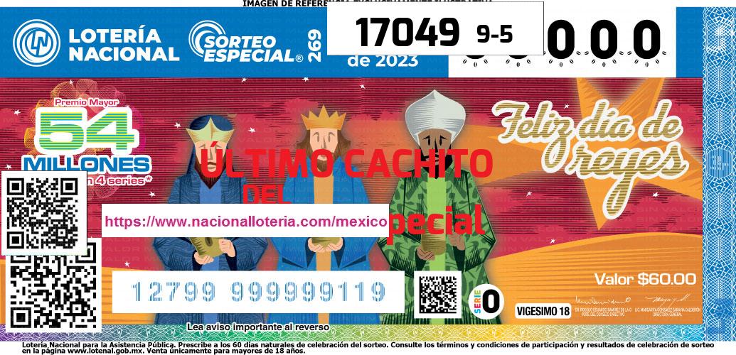 Cachito del último Sorteo Especial premiado en la Lotería Nacional del Viernes 6 de Enero de 2023 Último Sorteo Especial de la Lotería del Viernes 6 de Enero de 2023