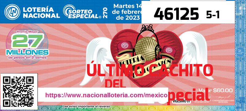 Cachito del último Sorteo Especial premiado en la Lotería Nacional del Martes 14 de Febrero de 2023 Último Sorteo Especial de la Lotería del Martes 14 de Febrero de 2023