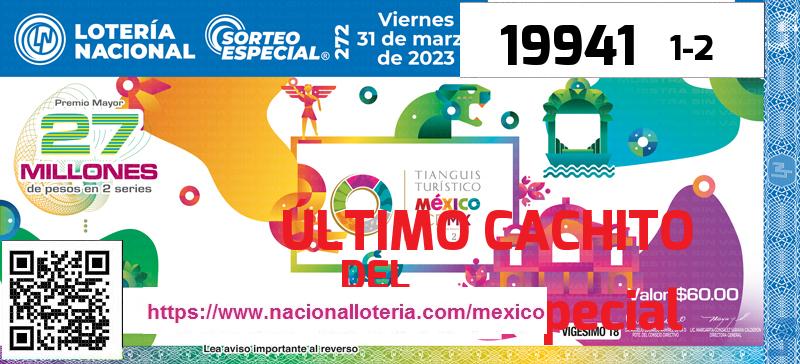 Cachito del último Sorteo Especial premiado en la Lotería Nacional del Viernes 31 de Marzo de 2023 Último Sorteo Especial de la Lotería del Viernes 31 de Marzo de 2023