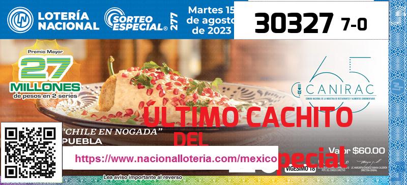 Cachito del último Sorteo Especial premiado en la Lotería Nacional del Martes 15 de Agosto de 2023 Último Sorteo Especial de la Lotería del Martes 15 de Agosto de 2023