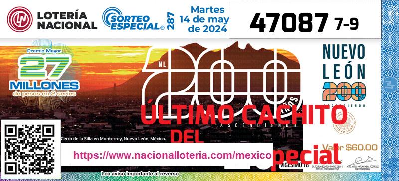 Cachito del último Sorteo Especial premiado en la Lotería Nacional del Martes 14 de Mayo de 2024 Último Sorteo Especial de la Lotería del Martes 14 de Mayo de 2024