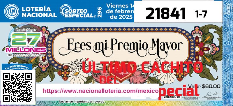 Cachito del último Sorteo Especial premiado en la Lotería Nacional del Viernes 14 de Febrero de 2025 Último Sorteo Especial de la Lotería del Viernes 14 de Febrero de 2025