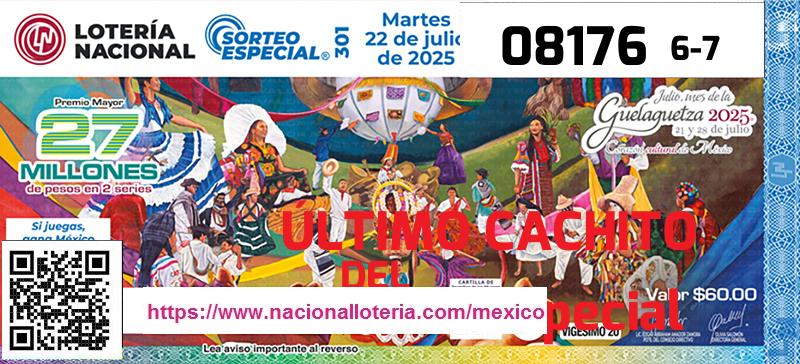 Último Sorteo Especial de la Lotería del Martes 22 de Julio de 2025