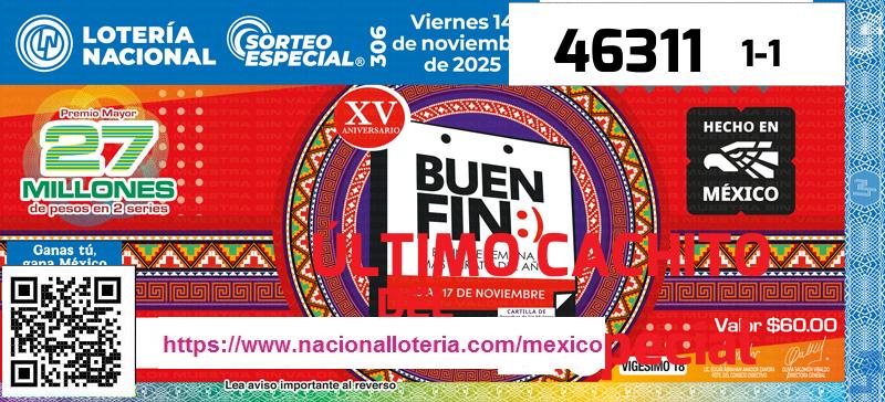 Cachito del último Sorteo Especial premiado en la Lotería Nacional del Viernes 14 de Noviembre de 2025 Último Sorteo Especial de la Lotería del Viernes 14 de Noviembre de 2025