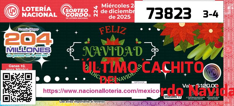 Cachito del último Sorteo Gordo Navidad premiado en la Lotería Nacional del Miércoles 24 de Diciembre de 2025 Último Sorteo Gordo Navidad de la Lotería del Miércoles 24 de Diciembre de 2025