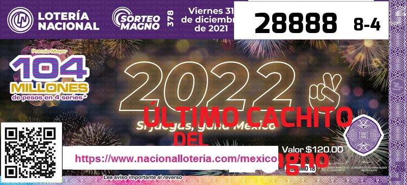Último Sorteo Magno de la Lotería del Viernes 31 de Diciembre de 2021