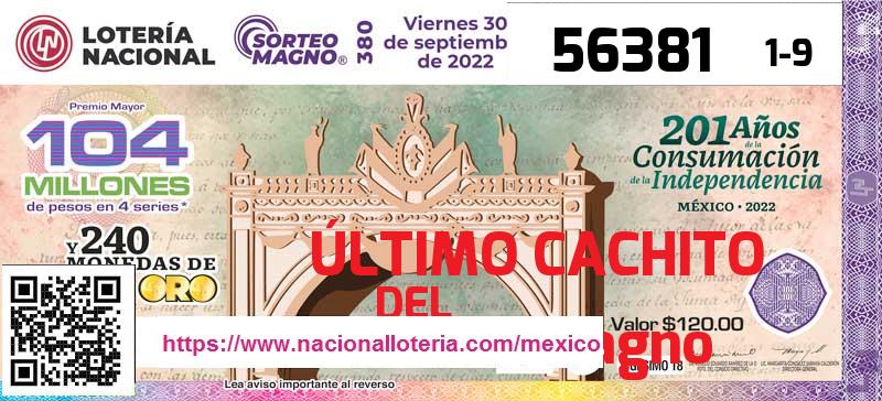 Último Sorteo Magno de la Lotería del Viernes 30 de Septiembre de 2022