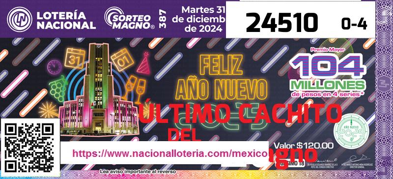 Cachito del último Sorteo Magno premiado en la Lotería Nacional del Domingo 31 de Diciembre de 2023 Último Sorteo Magno de la Lotería del Domingo 31 de Diciembre de 2023