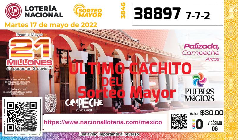 Último Sorteo Mayor de la Lotería del Martes 17 de Mayo de 2022