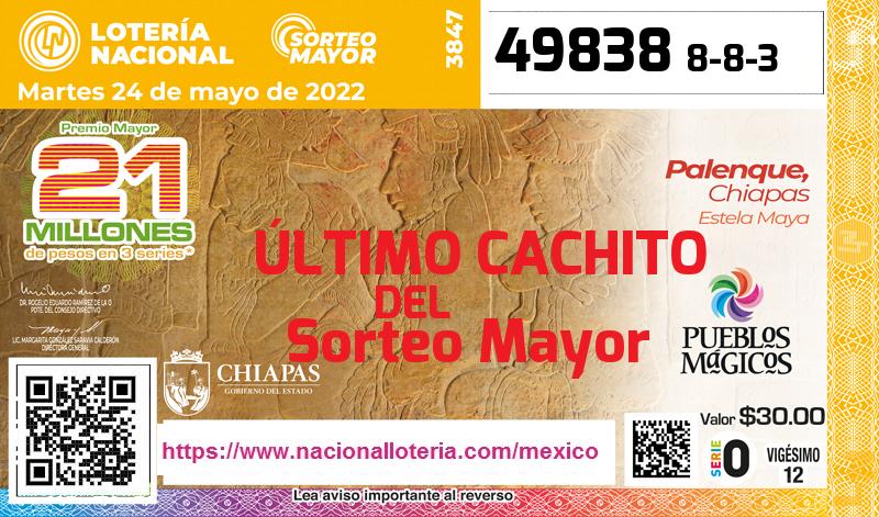 Último Sorteo Mayor de la Lotería del Martes 24 de Mayo de 2022