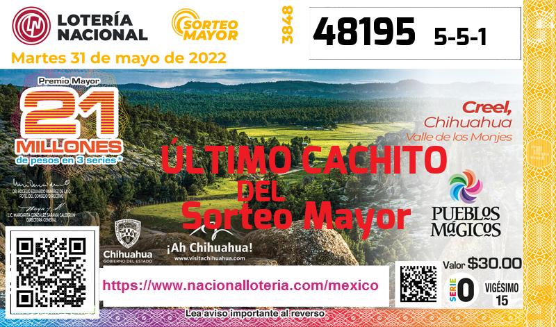 Último Sorteo Mayor de la Lotería del Martes 31 de Mayo de 2022