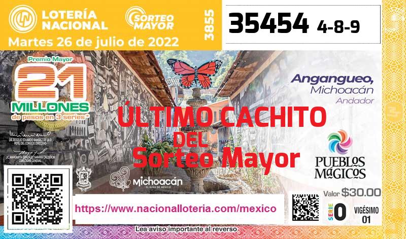 Último Sorteo Mayor de la Lotería del Martes 26 de Julio de 2022