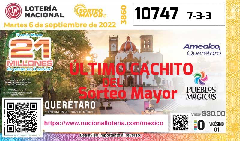Cachito del último Sorteo Mayor premiado en la Lotería Nacional del Martes 6 de Septiembre de 2022 Último Sorteo Mayor de la Lotería del Martes 6 de Septiembre de 2022