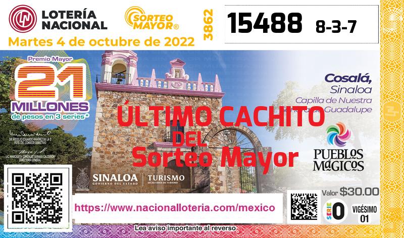 Cachito del último Sorteo Mayor premiado en la Lotería Nacional del Martes 4 de Octubre de 2022 Último Sorteo Mayor de la Lotería del Martes 4 de Octubre de 2022