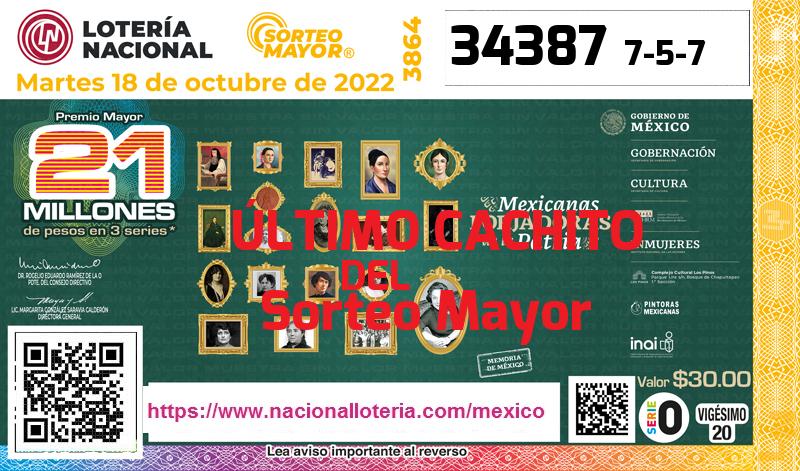 Último Sorteo Mayor de la Lotería del Martes 18 de Octubre de 2022