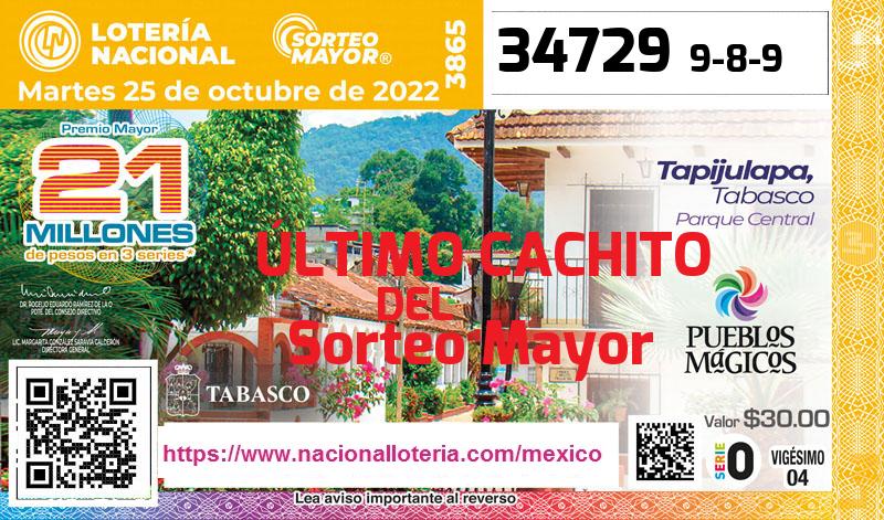 Último Sorteo Mayor de la Lotería del Martes 25 de Octubre de 2022