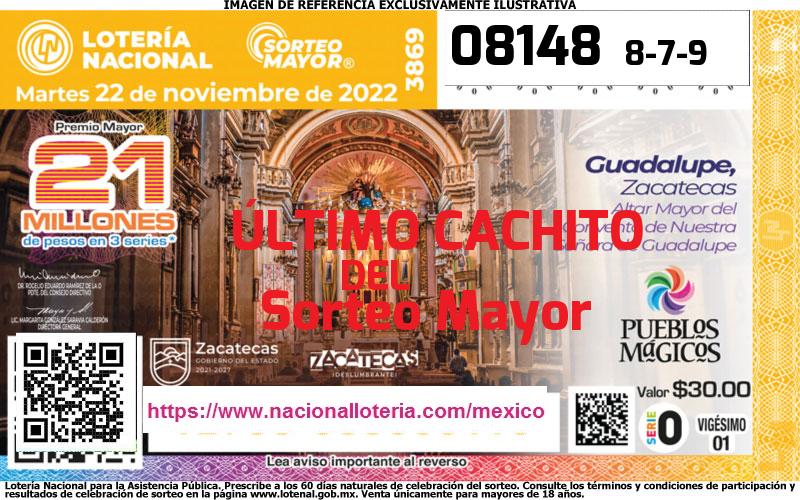 Cachito del último Sorteo Mayor premiado en la Lotería Nacional del Martes 22 de Noviembre de 2022 Último Sorteo Mayor de la Lotería del Martes 22 de Noviembre de 2022