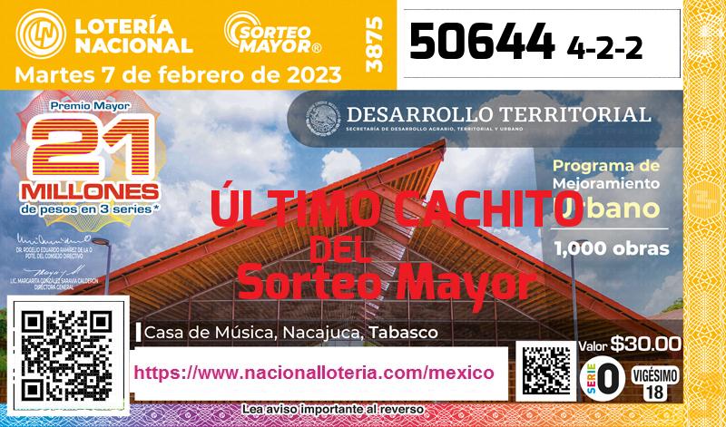 Cachito del último Sorteo Mayor premiado en la Lotería Nacional del Martes 7 de Febrero de 2023 Último Sorteo Mayor de la Lotería del Martes 7 de Febrero de 2023