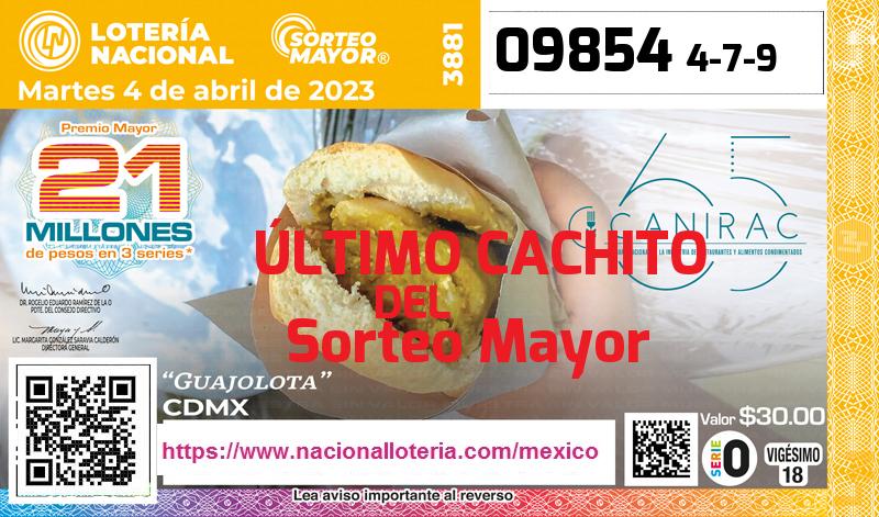 Cachito del último Sorteo Mayor premiado en la Lotería Nacional del Martes 4 de Abril de 2023 Último Sorteo Mayor de la Lotería del Martes 4 de Abril de 2023