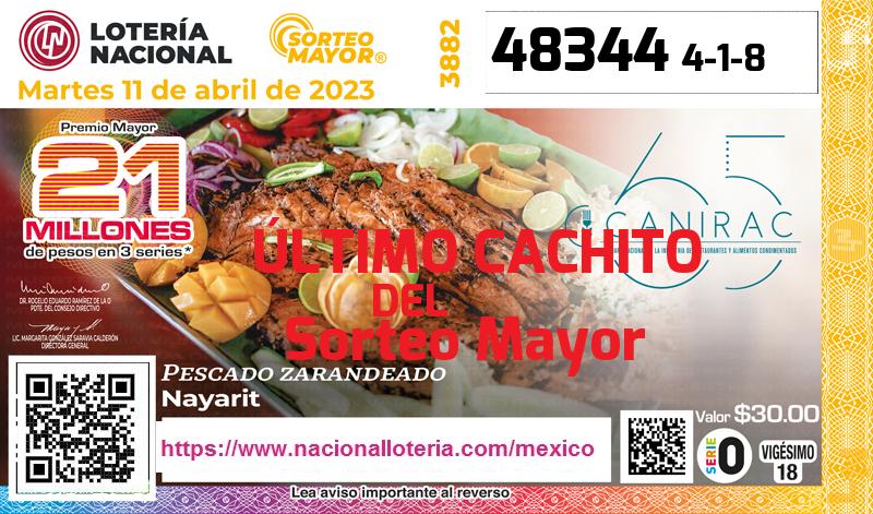 Cachito del último Sorteo Mayor premiado en la Lotería Nacional del Martes 11 de Abril de 2023 Último Sorteo Mayor de la Lotería del Martes 11 de Abril de 2023