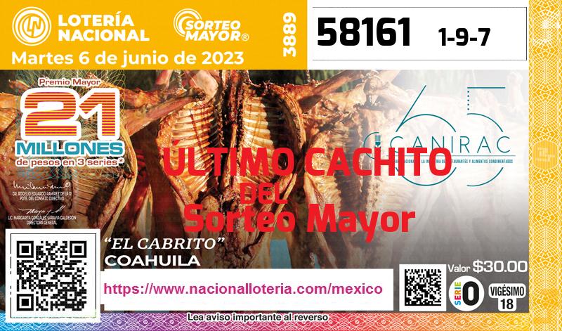 Cachito del último Sorteo Mayor premiado en la Lotería Nacional del Martes 6 de Junio de 2023 Último Sorteo Mayor de la Lotería del Martes 6 de Junio de 2023
