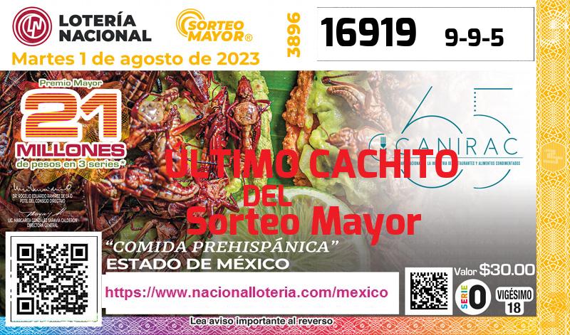 Cachito del último Sorteo Mayor premiado en la Lotería Nacional del Martes 1 de Agosto de 2023 Último Sorteo Mayor de la Lotería del Martes 1 de Agosto de 2023