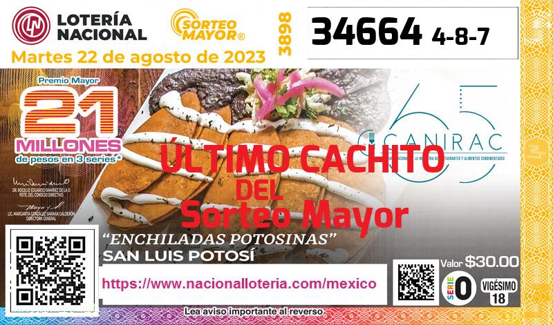 Último Sorteo Mayor de la Lotería del Martes 22 de Agosto de 2023