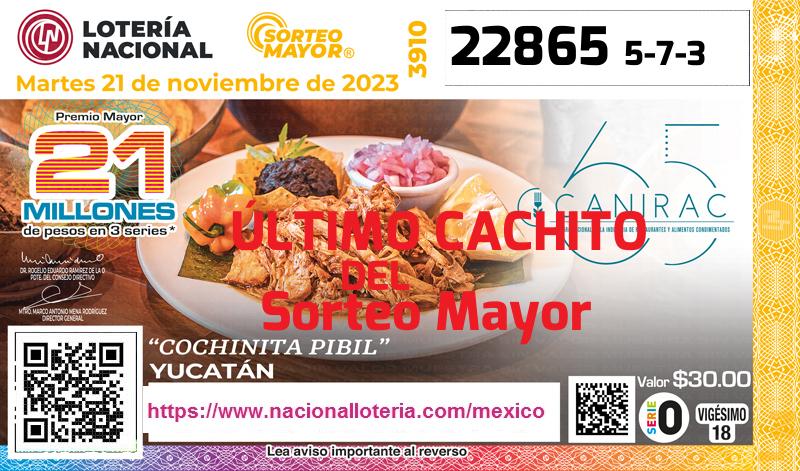Cachito del último Sorteo Mayor premiado en la Lotería Nacional del Martes 21 de Noviembre de 2023 Último Sorteo Mayor de la Lotería del Martes 21 de Noviembre de 2023