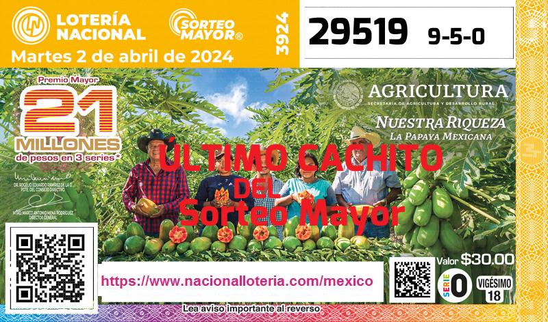 Cachito del último Sorteo Mayor premiado en la Lotería Nacional del Martes 2 de Abril de 2024 Último Sorteo Mayor de la Lotería del Martes 2 de Abril de 2024