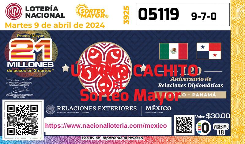 Cachito del último Sorteo Mayor premiado en la Lotería Nacional del Martes 9 de Abril de 2024 Último Sorteo Mayor de la Lotería del Martes 9 de Abril de 2024