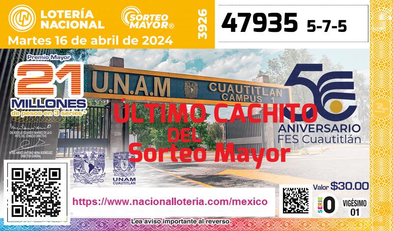 Último Sorteo Mayor de la Lotería del Martes 16 de Abril de 2024