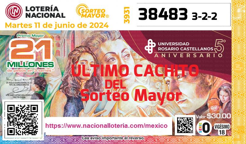 Cachito del último Sorteo Mayor premiado en la Lotería Nacional del Martes 11 de Junio de 2024 Último Sorteo Mayor de la Lotería del Martes 11 de Junio de 2024