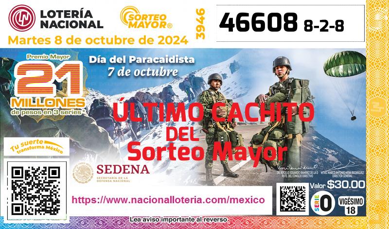Cachito del último Sorteo Mayor premiado en la Lotería Nacional del Martes 8 de Octubre de 2024 Último Sorteo Mayor de la Lotería del Martes 8 de Octubre de 2024