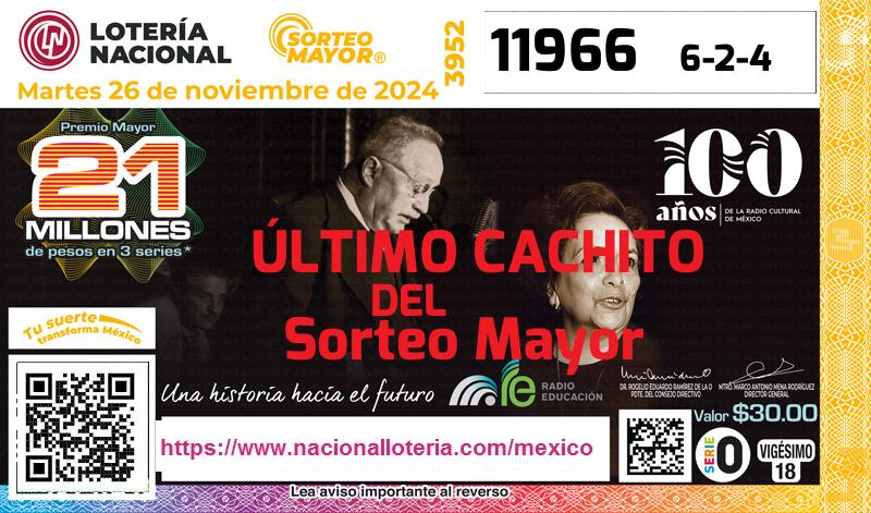 Último Sorteo Mayor de la Lotería del Martes 26 de Noviembre de 2024