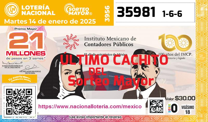 Último Sorteo Mayor de la Lotería del Martes 14 de Enero de 2025