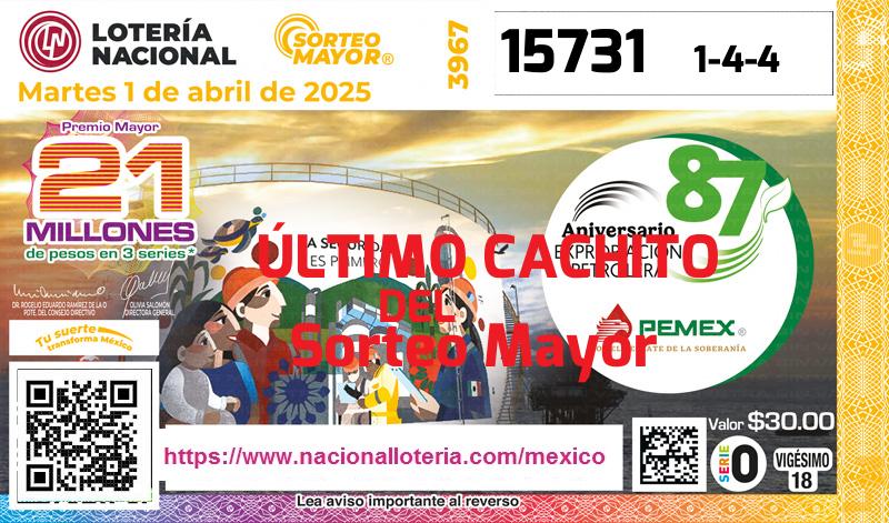 Último Sorteo Mayor de la Lotería del Martes 1 de Abril de 2025