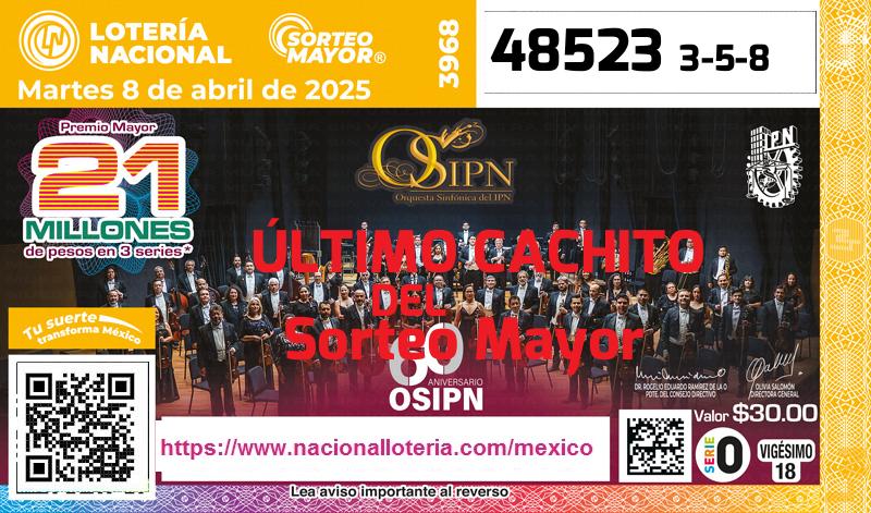 Último Sorteo Mayor de la Lotería del Martes 8 de Abril de 2025
