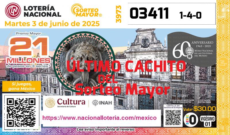Último Sorteo Mayor de la Lotería del Martes 3 de Junio de 2025
