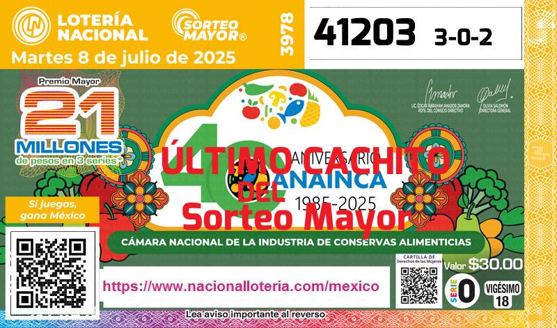 Último Sorteo Mayor de la Lotería del Martes 8 de Julio de 2025