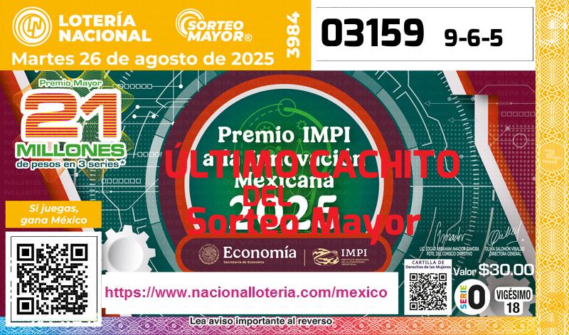 Último Sorteo Mayor de la Lotería del Martes 26 de Agosto de 2025