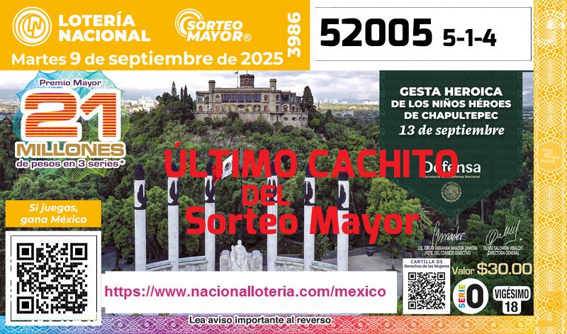 Último Sorteo Mayor de la Lotería del Martes 9 de Septiembre de 2025